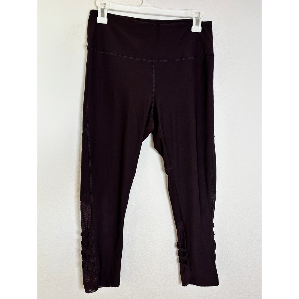 Vogo Athletica Womens Medium Plum Lattice Mesh Crop Leggings High Waist RN138065